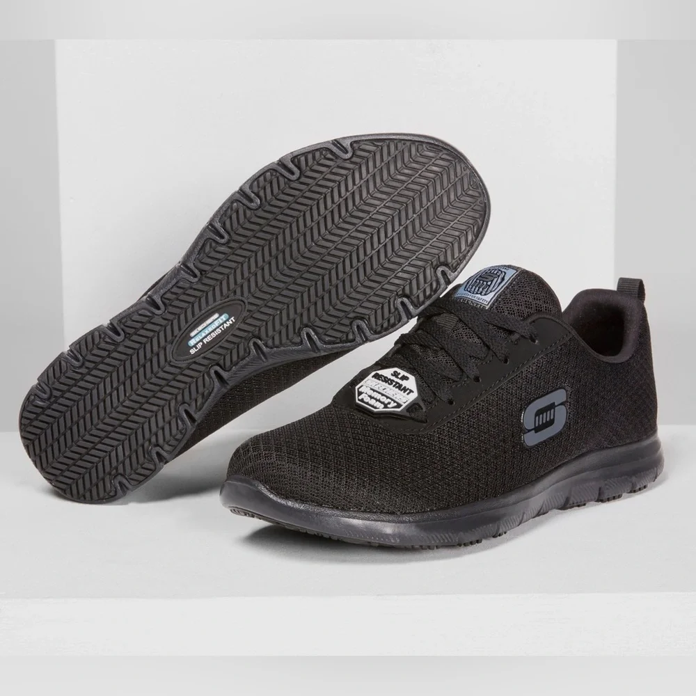 Work Relaxed Sketchers Ghenter SR 772 Black Non Slip Sneaker Womens 9 W Wide 39 - Picture 13 of 14